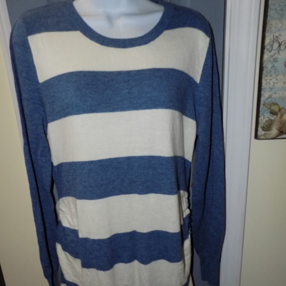 Liz Lange Maternity Striped Blue/White Sweater NEW